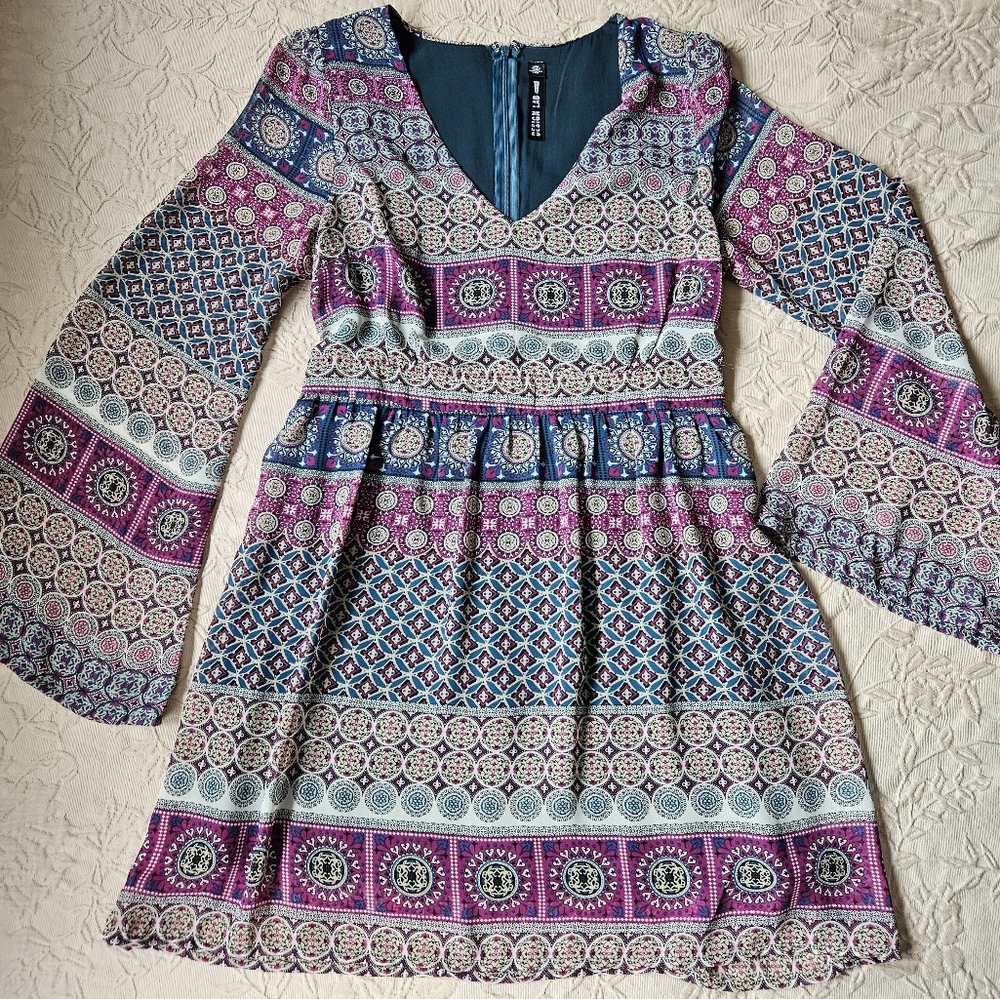 Boho bell sleeve dress